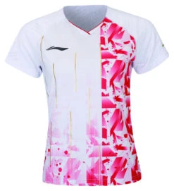Badminton T-shirt - Flakes White/Red Exclusive Women
