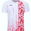 Badminton T-shirt - Flakes White/Red UNISEX